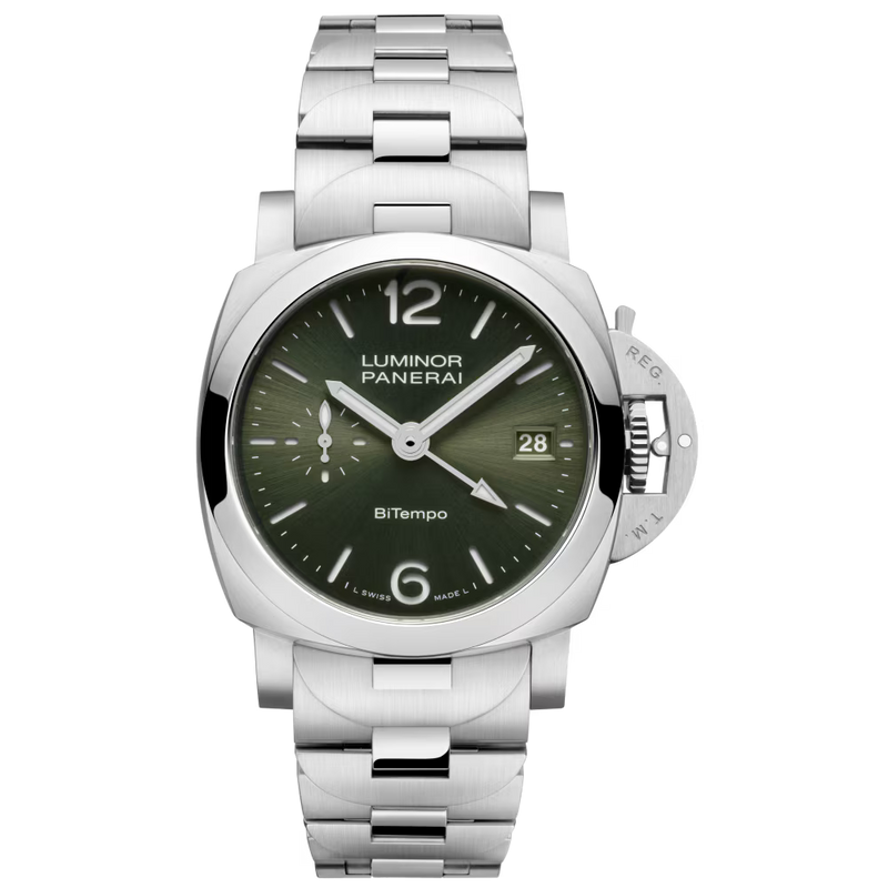 Panerai Luminor Quaranta BiTempo 40mm - Steel - Green Dial Ref. # PAM01640
