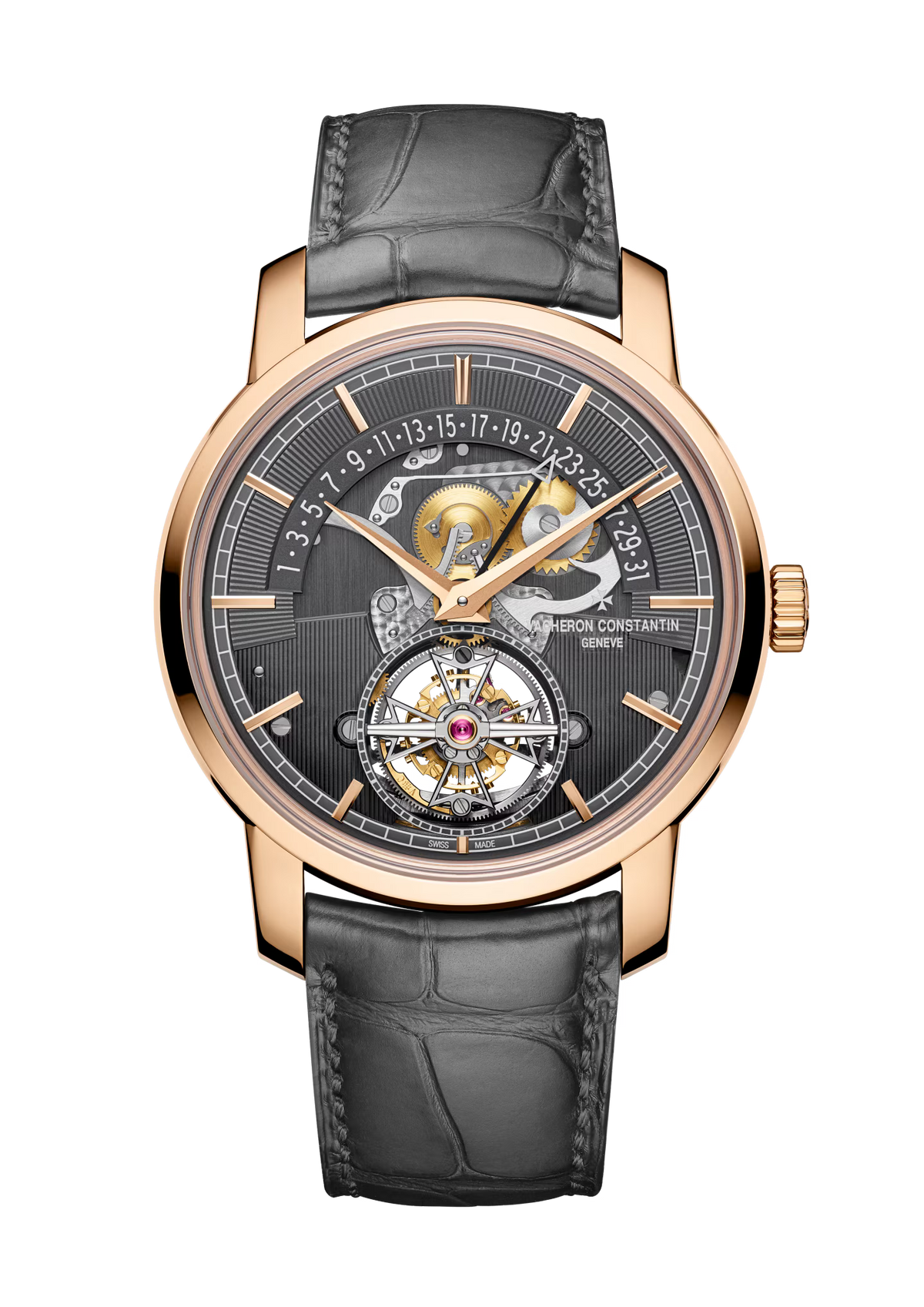 Vacheron Constantin Traditionnelle Tourbillon Retrograde Date Openface 41mm - Rose Gold - Grey Dial Ref. # 6010T/000R-B638