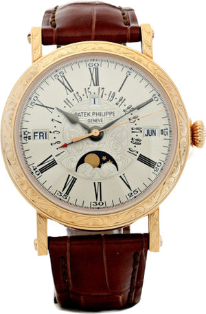 Patek Philippe Grand Complications Perpetual Calendar Day Month Moon Phases White Opaline Roman Dial | 5160R-001