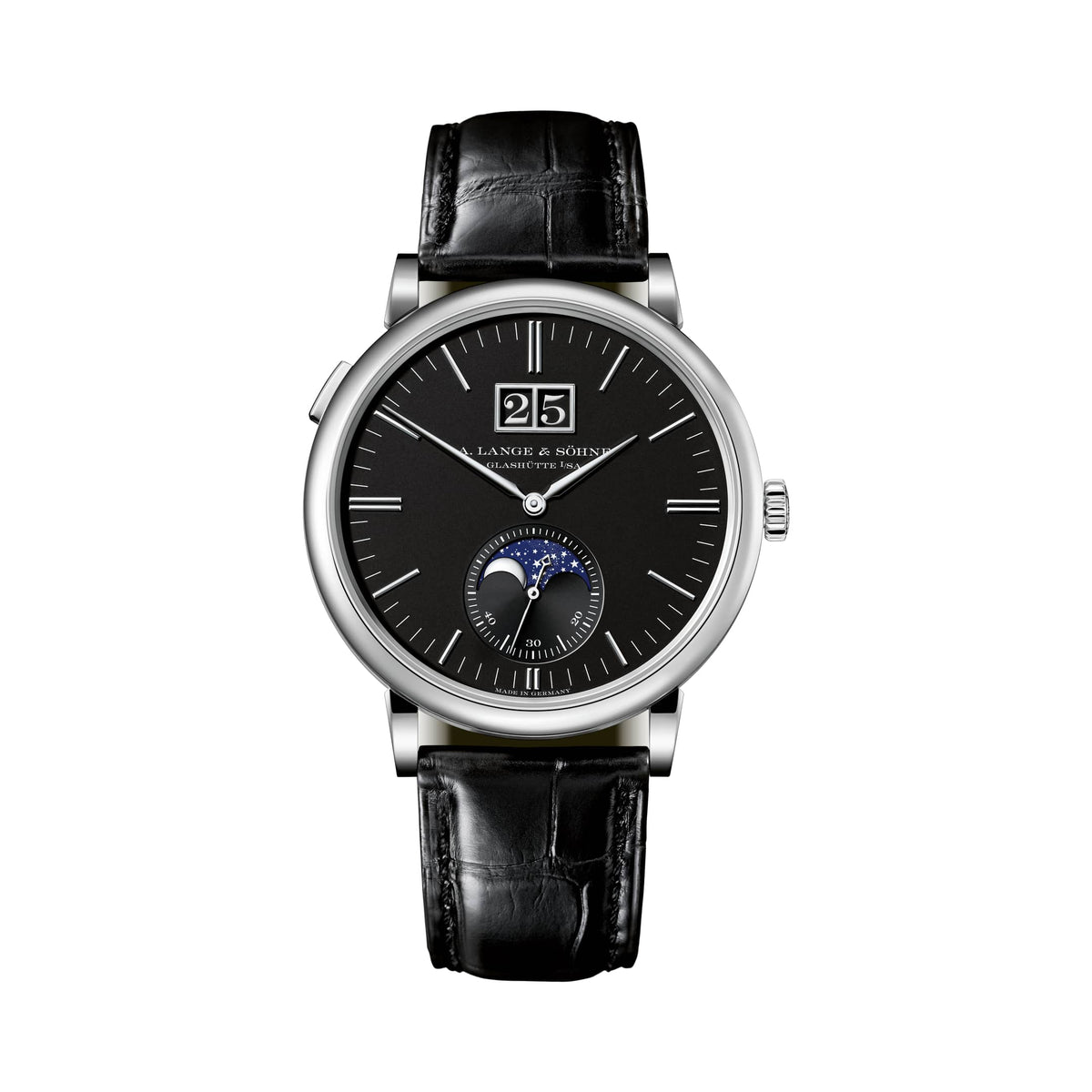 A. Lange & Söhne Saxonia Moon Phase - White Gold - Black Dial Ref. # 384.029