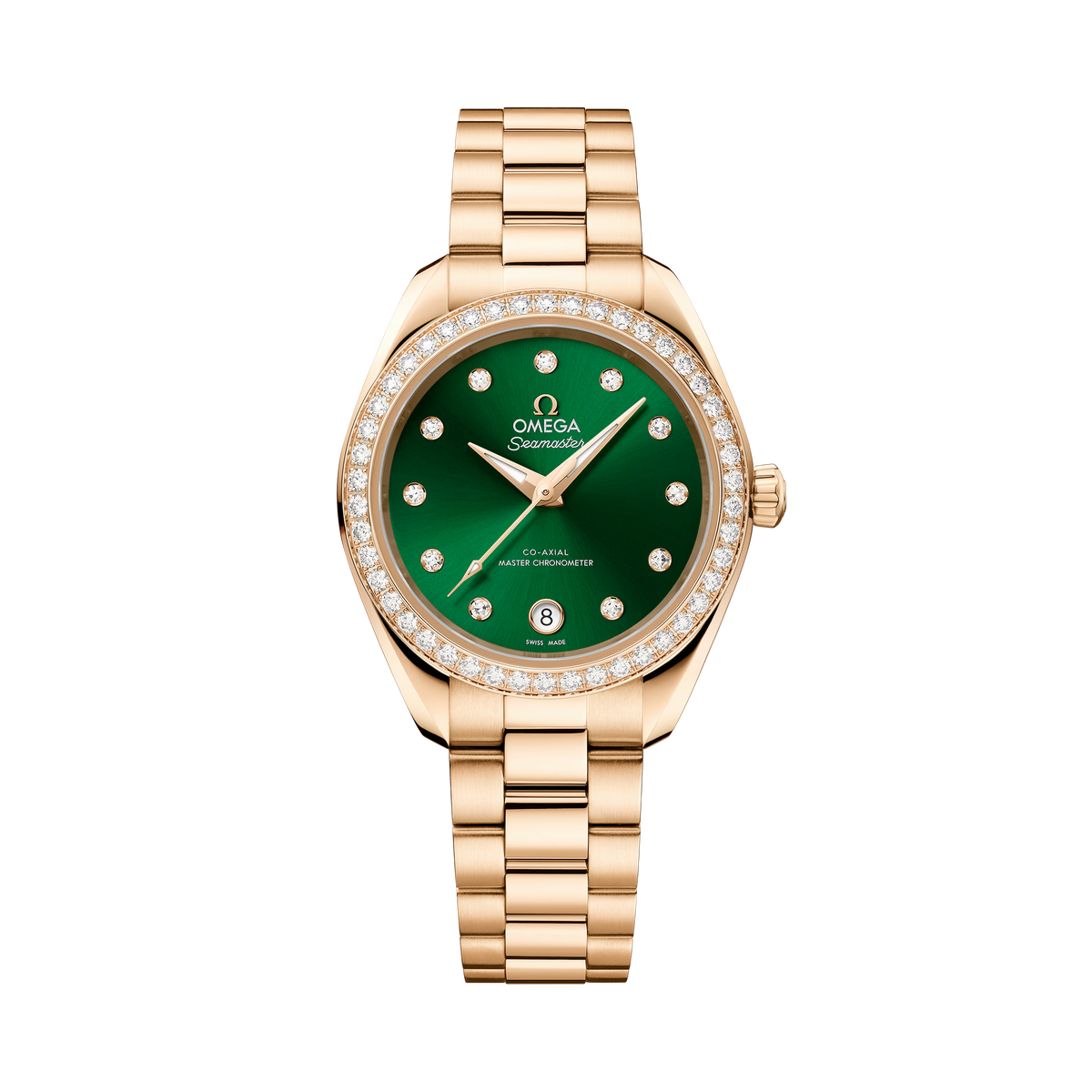 Omega Seamaster Aqua Terra 150M 30mm - Yellow Gold - Diamond Green Dial Ref. # 220.55.30.20.60.001