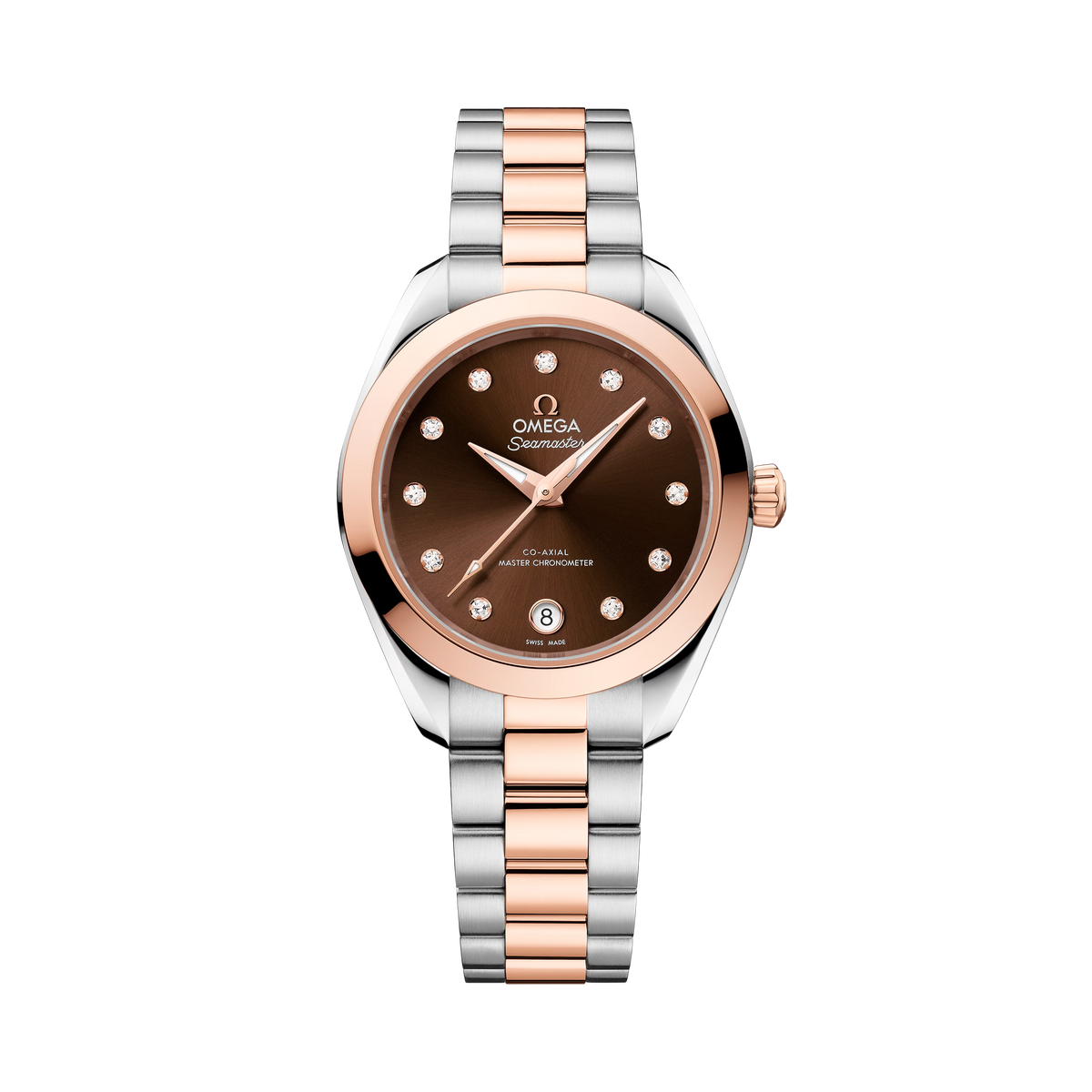 Omega Seamaster Aqua Terra 150M 30mm - Two-Tone Steel & 18K Rose Gold - Diamond Brown Dial Ref. # 220.20.30.20.63.001