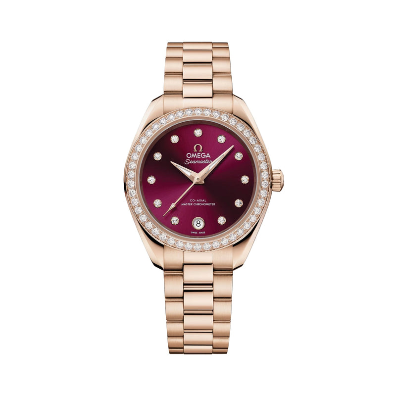 Omega Seamaster Aqua Terra 150M 30mm - Yellow Gold Plated Steel - Red Dial Ref. # 220.55.30.20.61.001