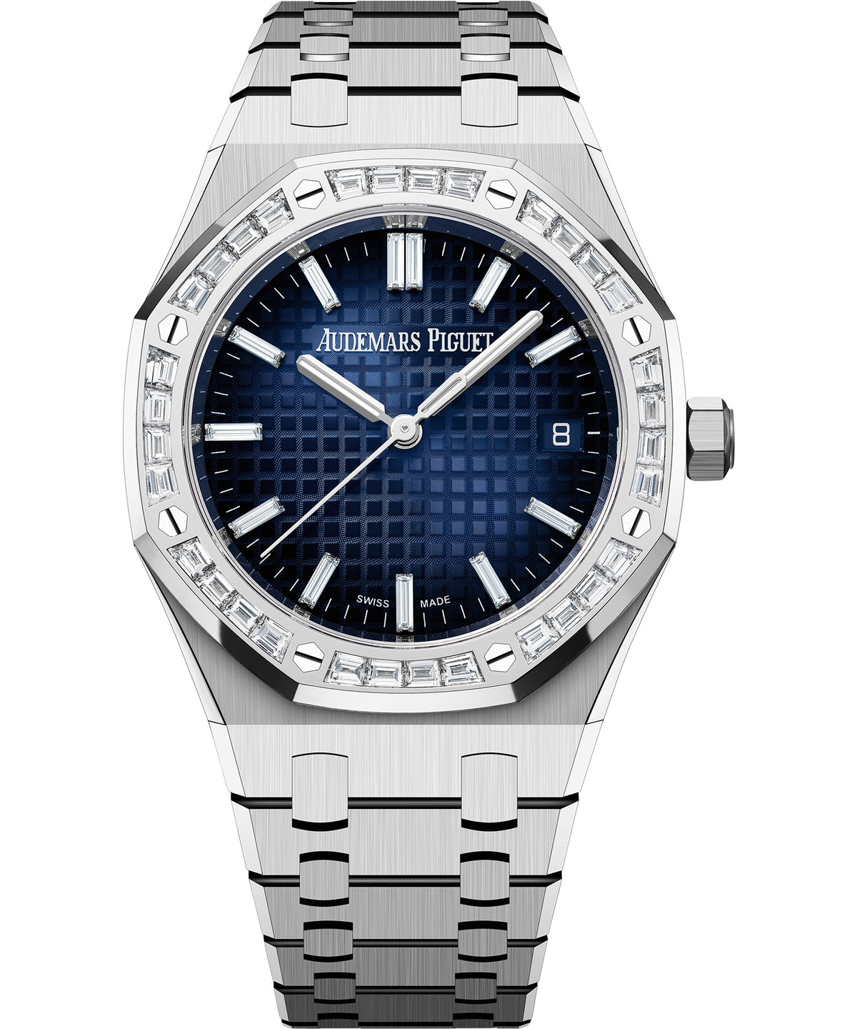 Audemars Piguet Royal Oak Selfwinding 34mm - White Gold - Smoked Blue Diamond Dial Ref. # 77451BC.ZZ.1361BC.01