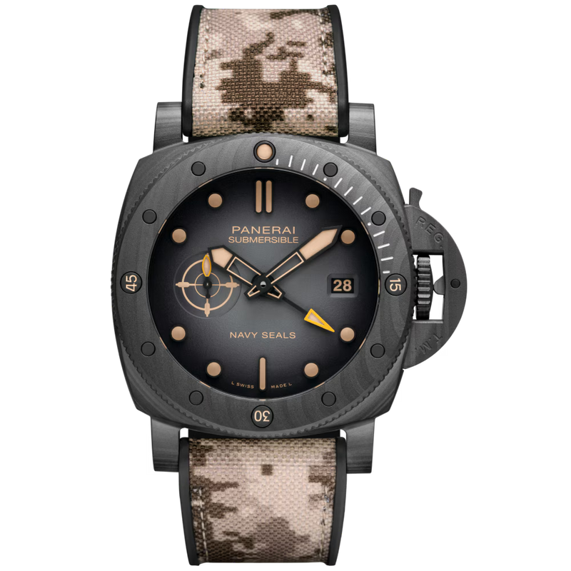 Panerai Submersible QuarantaQuattro GMT Navy SEALs Carbotech™ 44mm - CANVAS - Black Dial Ref. # PAM01513