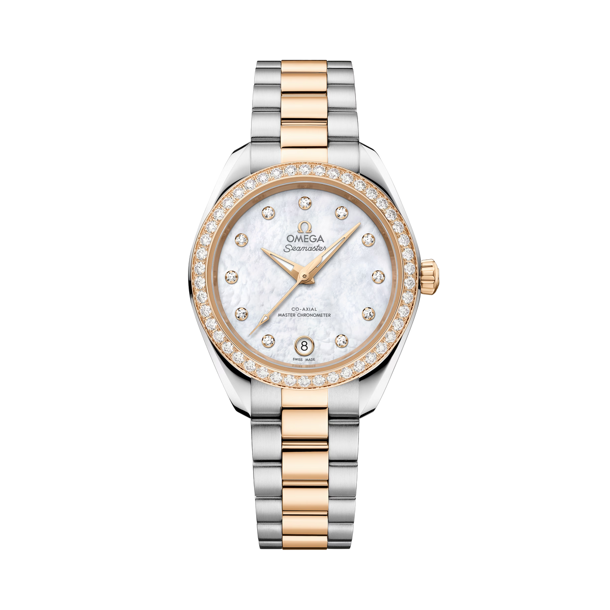 Omega Seamaster Aqua Terra 150M 30mm - Two-Tone Steel & 18K Yellow Gold - Diamond Mother of Pearl Dial Ref. # 220.25.30.20.55.001