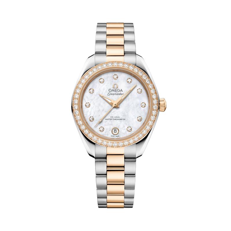 Omega Seamaster Aqua Terra 150M 30mm - Two-Tone Steel & 18K Yellow Gold - Diamond Mother of Pearl Dial Ref. # 220.25.30.20.55.001